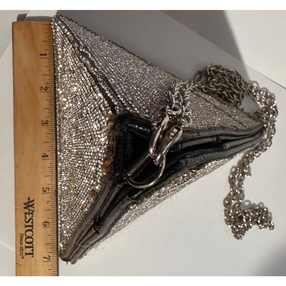 Vintage Y2K Pyramid Rhinestone Purse With Chain - Picture 5 of 11